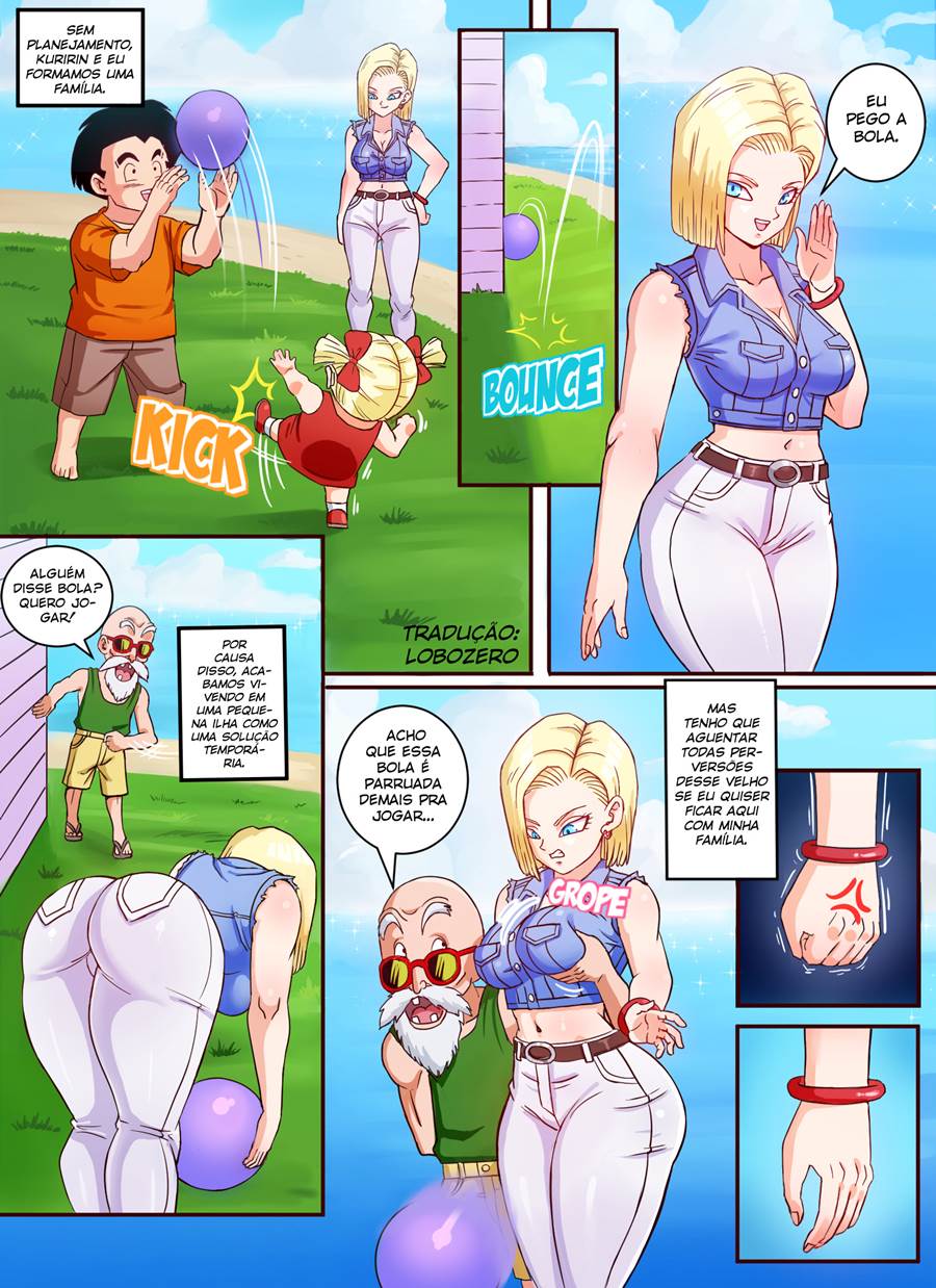 Android 18 e Mestre Kame - A Visita do Velho Safado